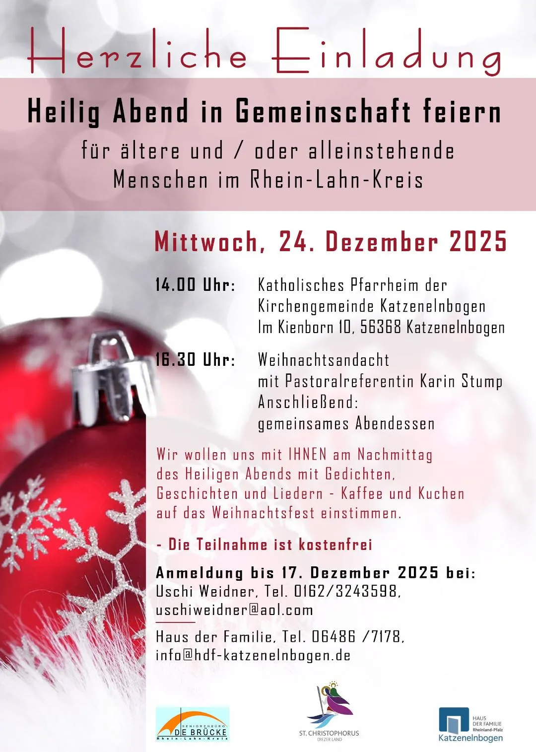 Heiligabend in Gemeinschaft – auch 2025 wieder ein herzliches Miteinander